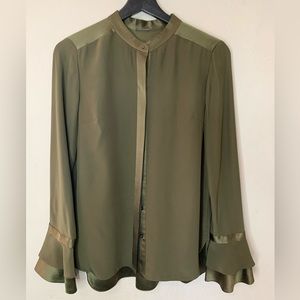 Elie Tahari Safiya Silk Ruffle-Cuff Blouse